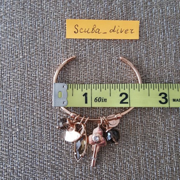 Brand New RARE Henri Bendel Rose Gold Cuff Bracelet 6 Charms - Picture 5 of 6